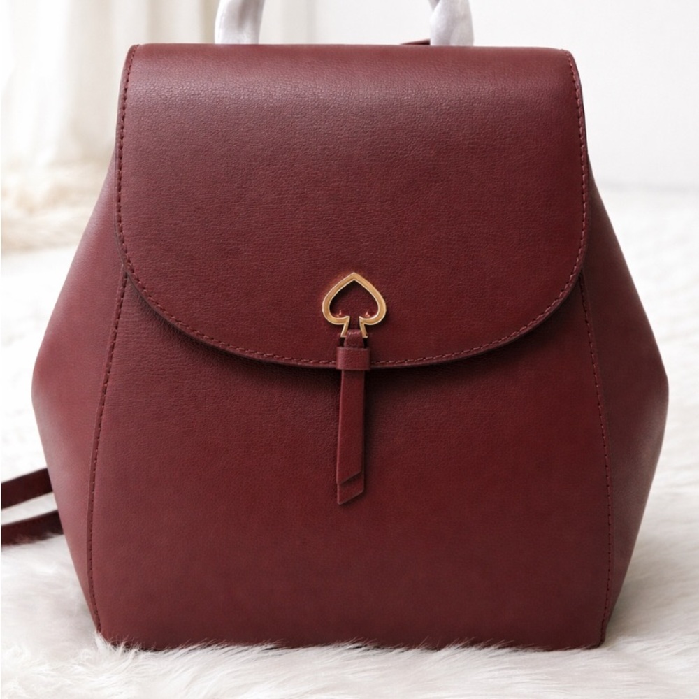 Kate Spade Maroon Backpack with Gold Detail